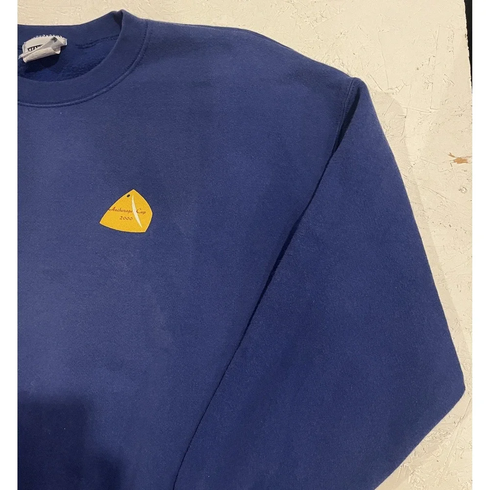 Vintage Lee Heavyweight Anchorage Cup 2000 Crewneck Sweatshirt‎ Size 2XL Blue